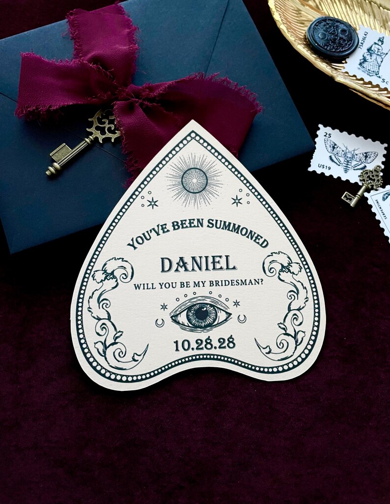 Ouija Bridesmaid Proposal Card| Gothic Maid Of Honor Proposal Card| Bride Or Die Proposal Cards image 7