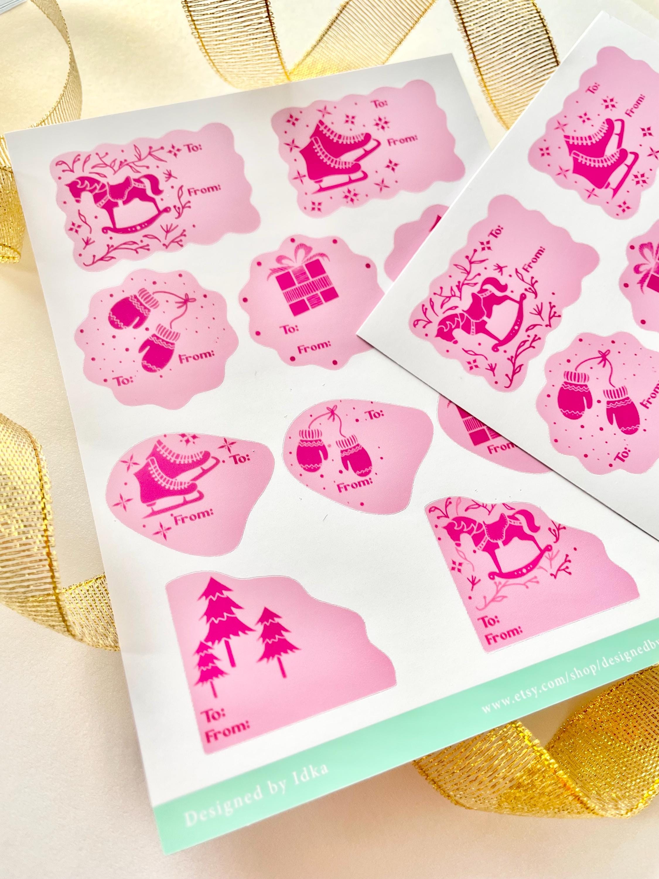Pink Christmas Gift Tags and Sticker Bundle | Christmas Gift Wrapping ...