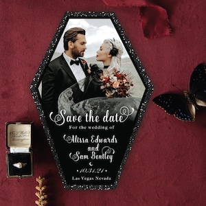 Gothic Save The Date| Coffin Save The Date Card| Gothic Wedding Invitation
