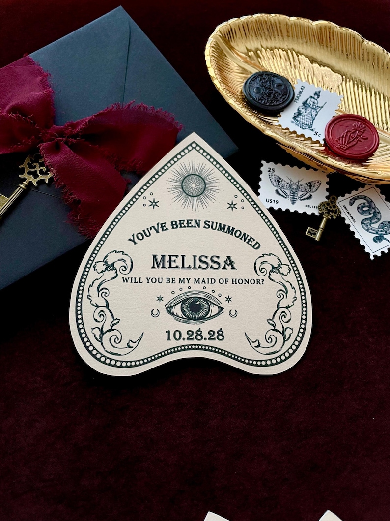 Ouija Bridesmaid Proposal Card| Gothic Maid Of Honor Proposal Card| Bride Or Die Proposal Cards image 4
