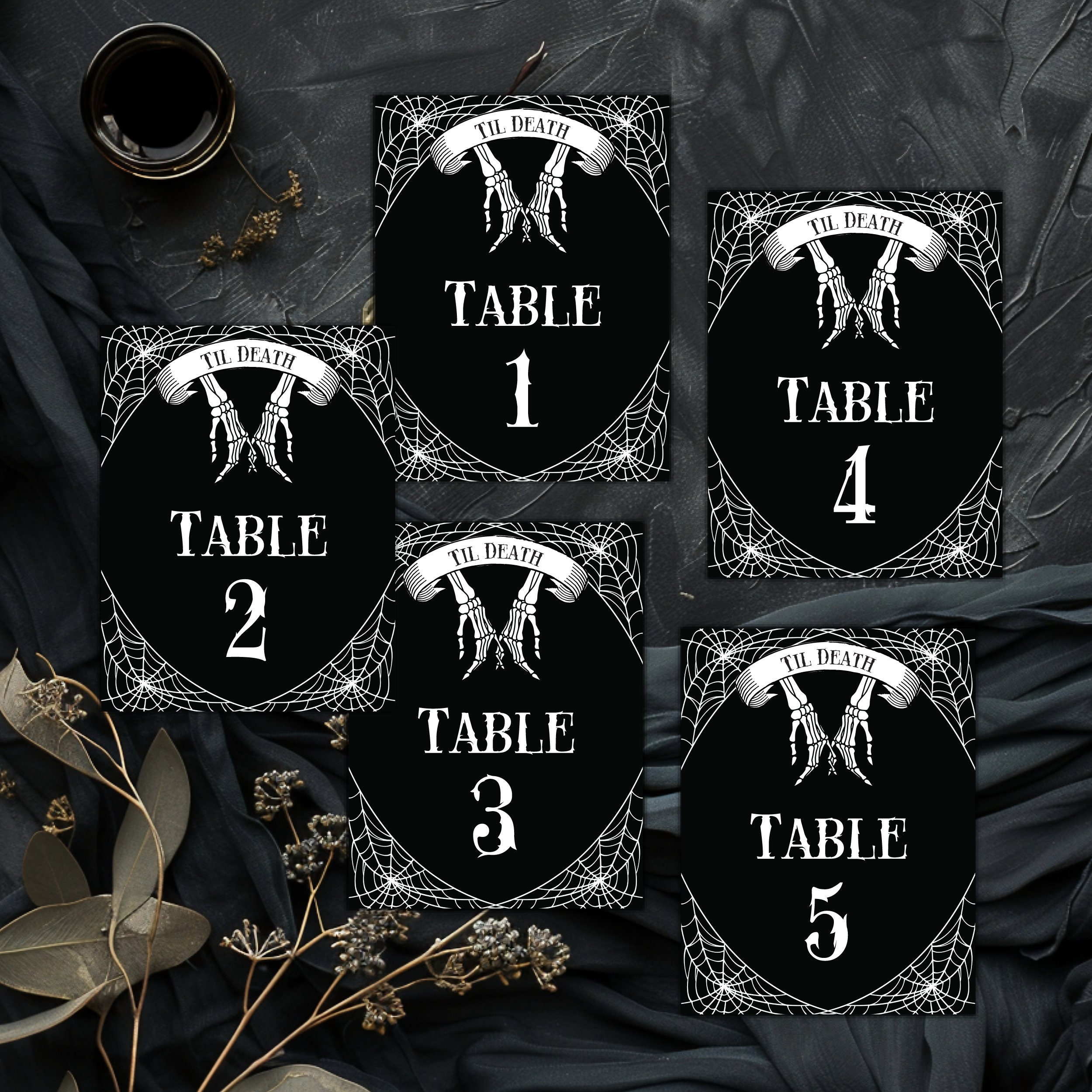 Gothic Wedding Table Numbers| Halloween Wedding Table Numbers| Spider ...