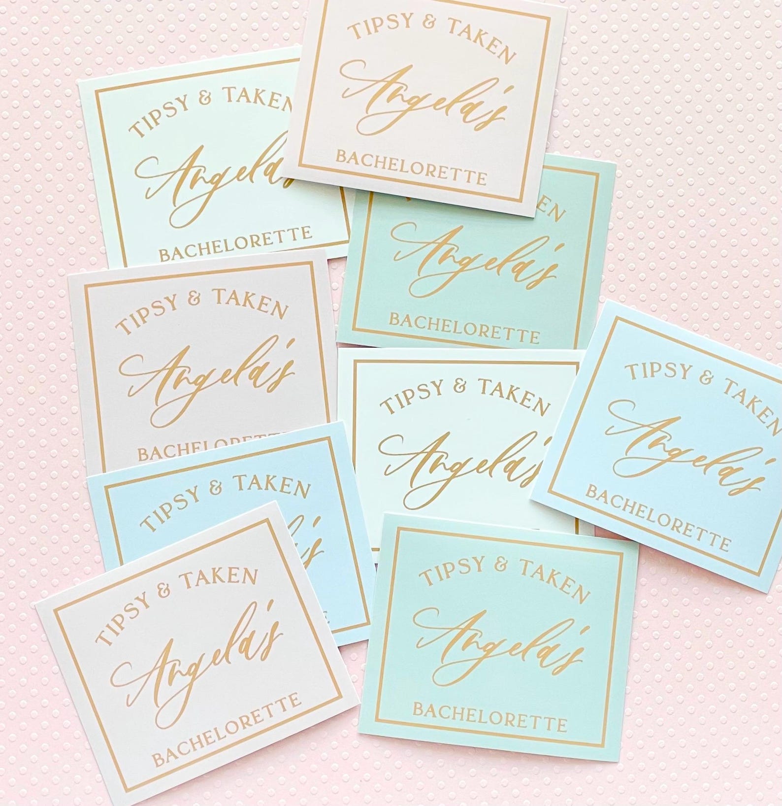 Blush Bridesmaid Mini Champagne Labels | Dusty Blue Champagne Bottle ...