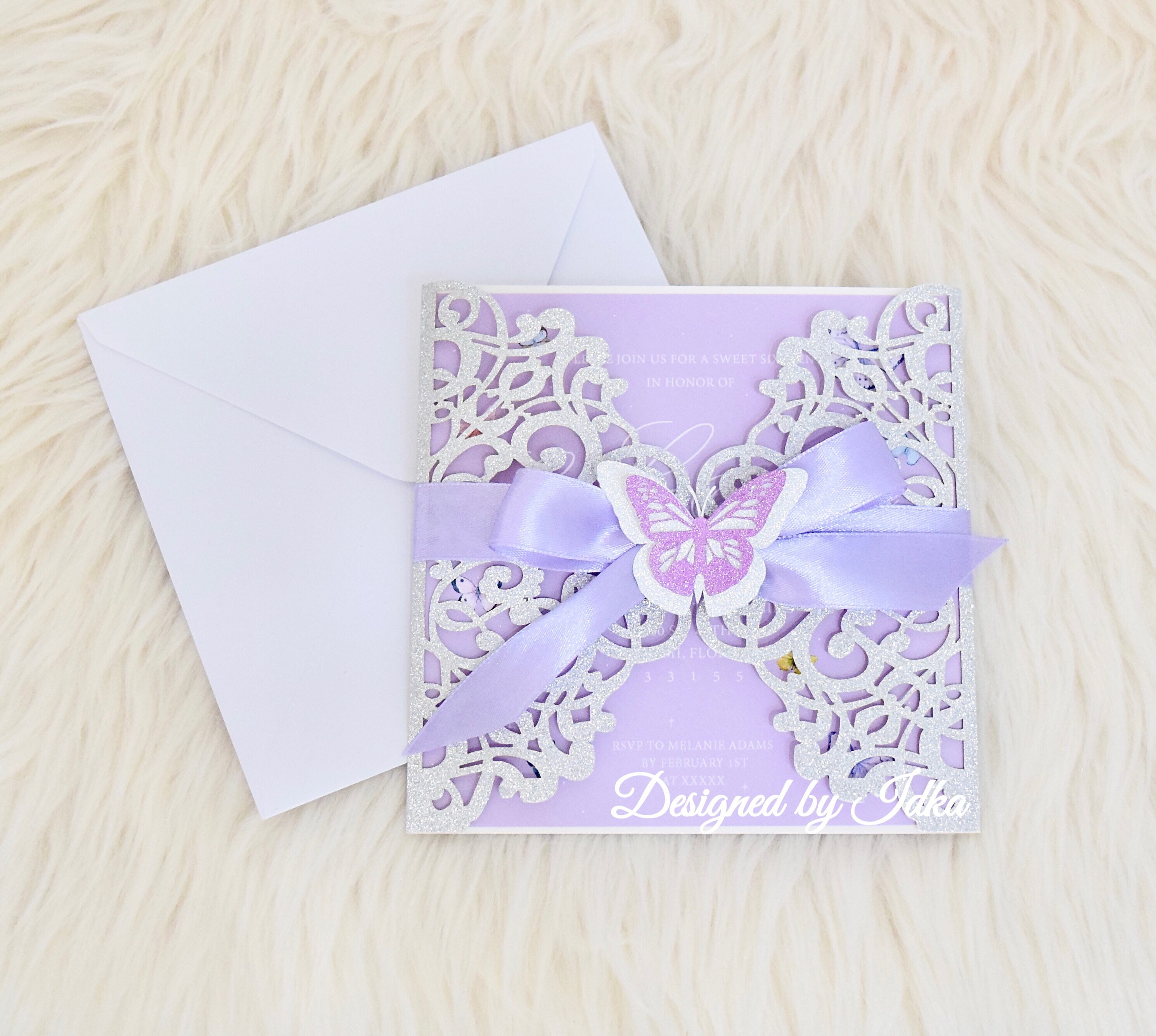 Lavender Butterfly Invitation Butterfly Laser Cut Invitation Etsy