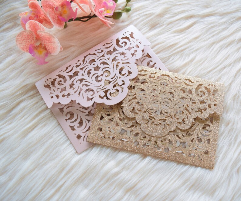 Laser Cut Envelopes Glitter Wedding Invitation Envelopes | Etsy