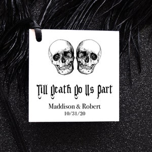 Till Death Do Us Part Favor Tags| Printed Skull Tags| Halloween Wedding Tags