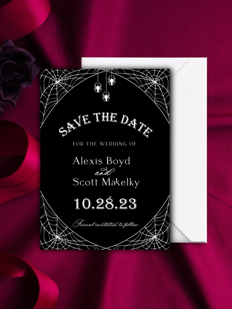 Gothic Wedding Save the Date Spider Web Save the Date Till Etsy