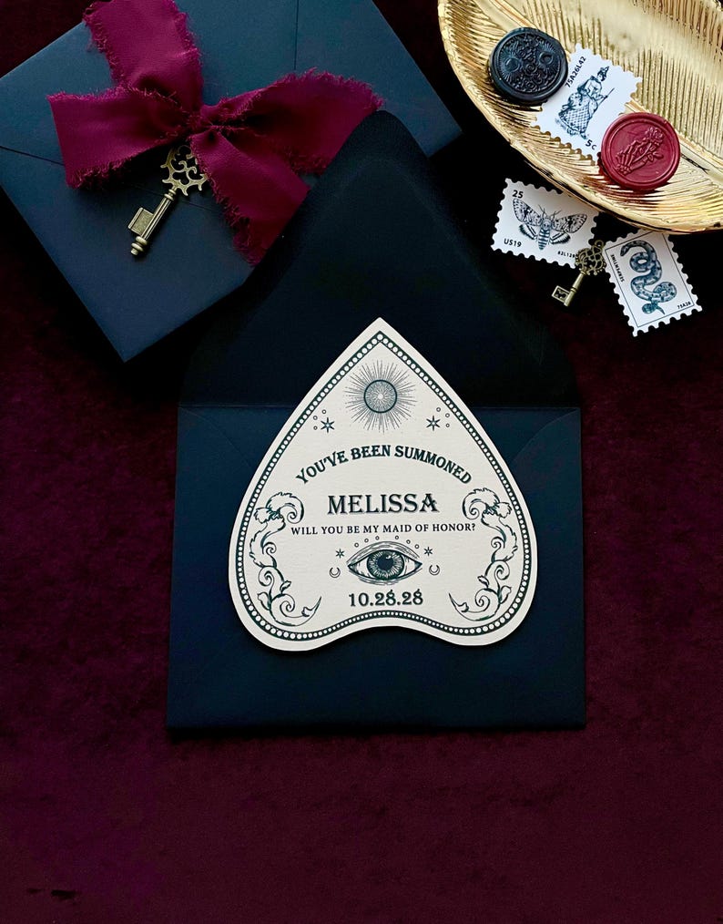 Ouija Bridesmaid Proposal Card| Gothic Maid Of Honor Proposal Card| Bride Or Die Proposal Cards image 6
