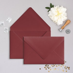 Scarlet Red Invitation Envelopes| Dark Red A7 Envelopes| Matte Burgundy Envelopes