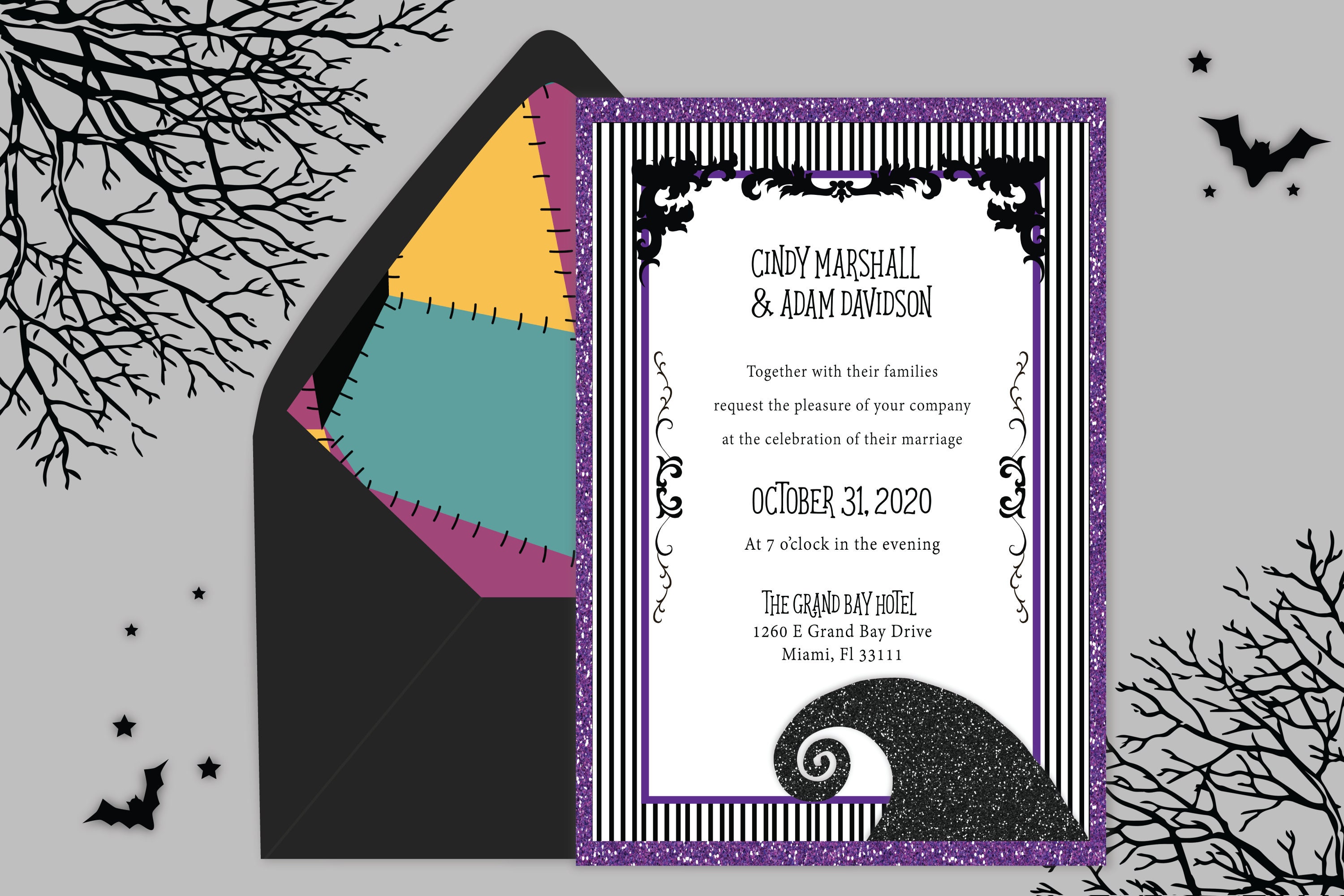 Nightmare Before Christmas Inspired Invitation Jack and Sally Etsy
