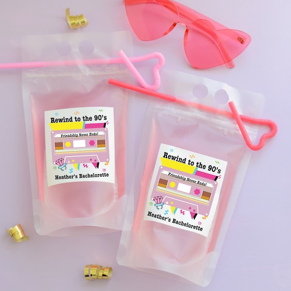 Bach To The 90s| Retro Drink Pouches| 90s Bachelorette Booze Bag| Ugh As If| Zig A Zig Ah Drink Pouch