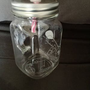 Mason Jar de 450 ml avec anse et paille Gravure du célèbre chat affamé assoifé image 4