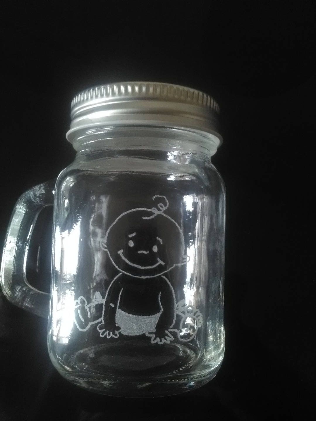 Mini Mason Jar de 8.5 cm Pour Dragées - Personnalisation Offerte Gravure Bébé