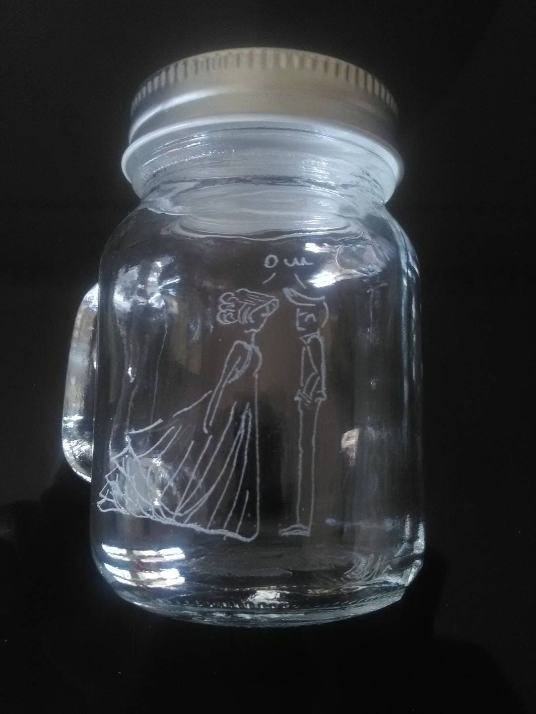 Mini Mason Jar de 8.5 cm Pour Dragées - Personnalisation Offerte Gravure Mariage/Naissance