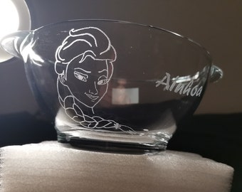 Bol en verre avec oreilles personnalisé - Gravure prénom/date/anniversaire