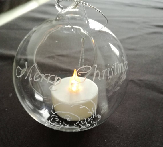 Boule De Noël En Verre Ouverte à Suspendre De 10 Cm Personnalisable Gravure Sur Le Thème De Noël