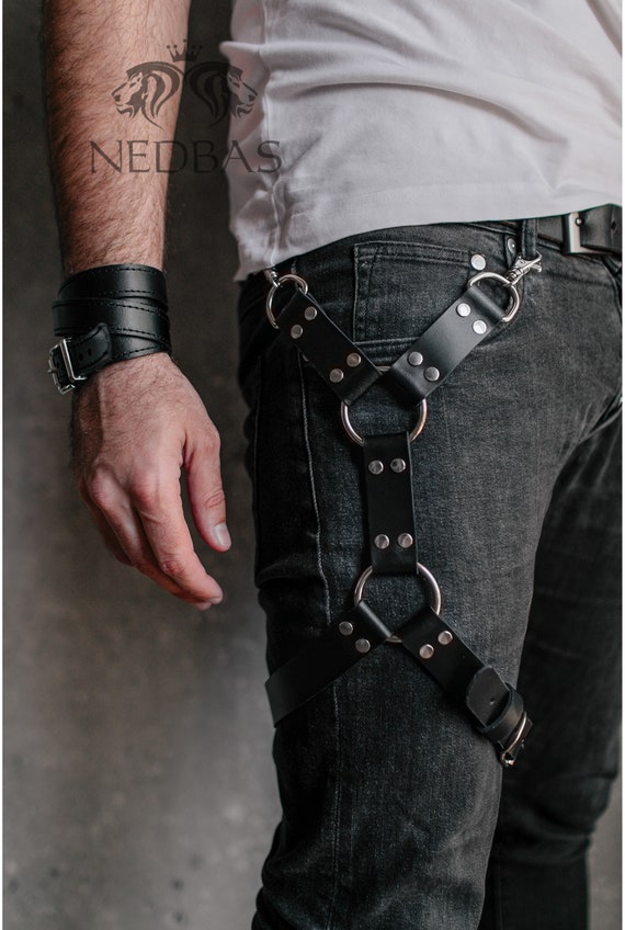 Leather Garter Men, Leg Harness Men, Men Garter Belt, Leather Harnesses for  Men, Leather Leg Strap, Thigh Garter Belt 