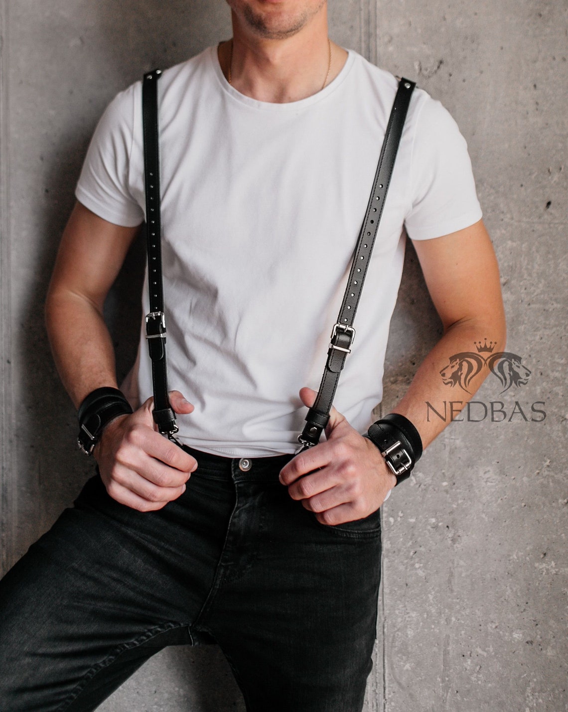 Leather Suspenders Menblack Leather Suspendersmen's Etsy UK