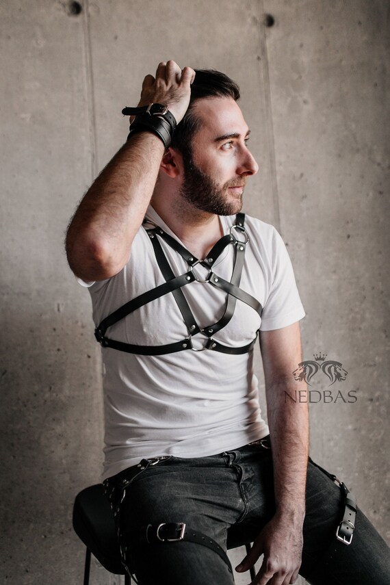 Mens Leather Harnessmens Body Harnessesbdsm Harness Mengay Etsy