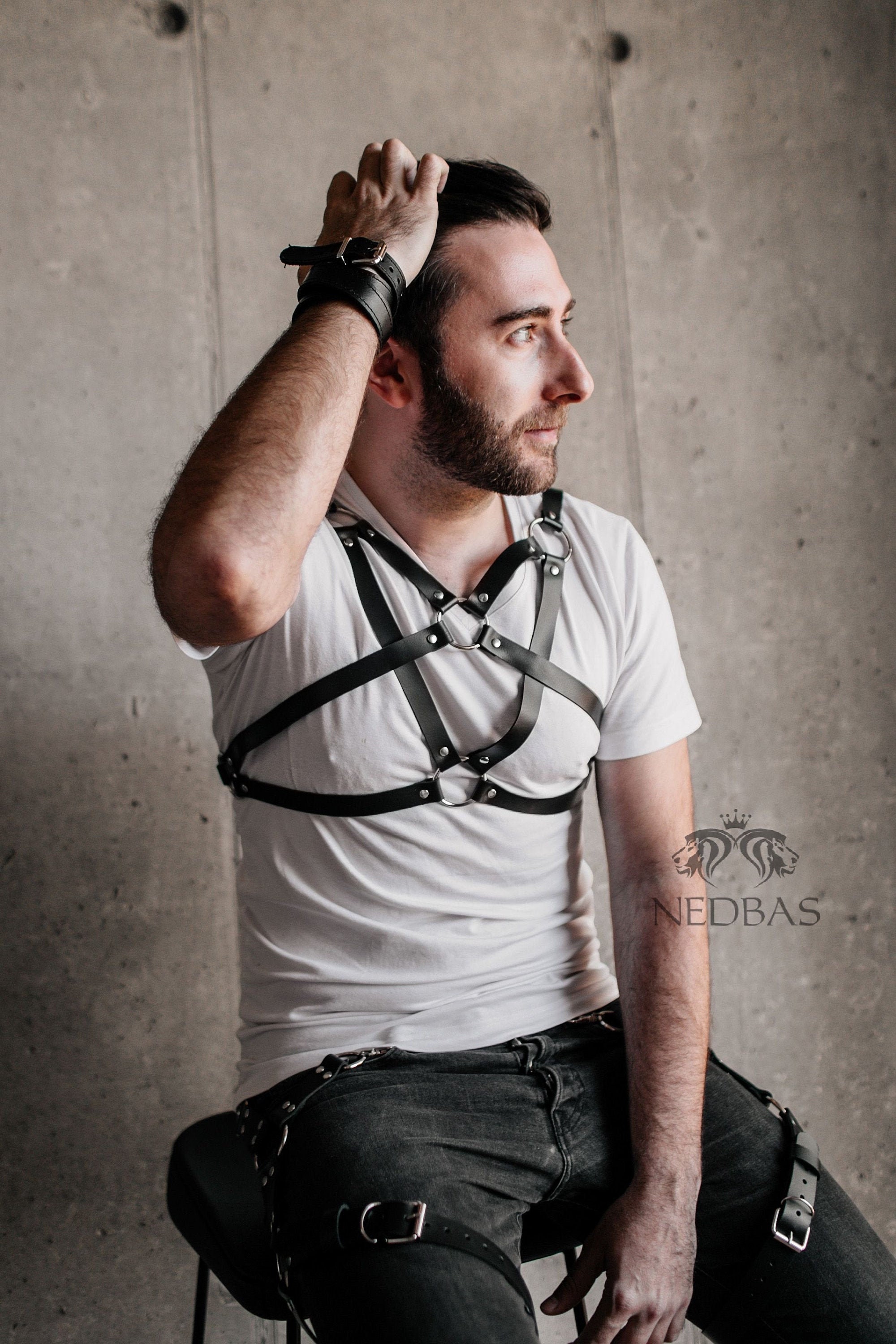 Mens Leather Harnessmens Body Harnessesbdsm Harness Mengay Etsy 