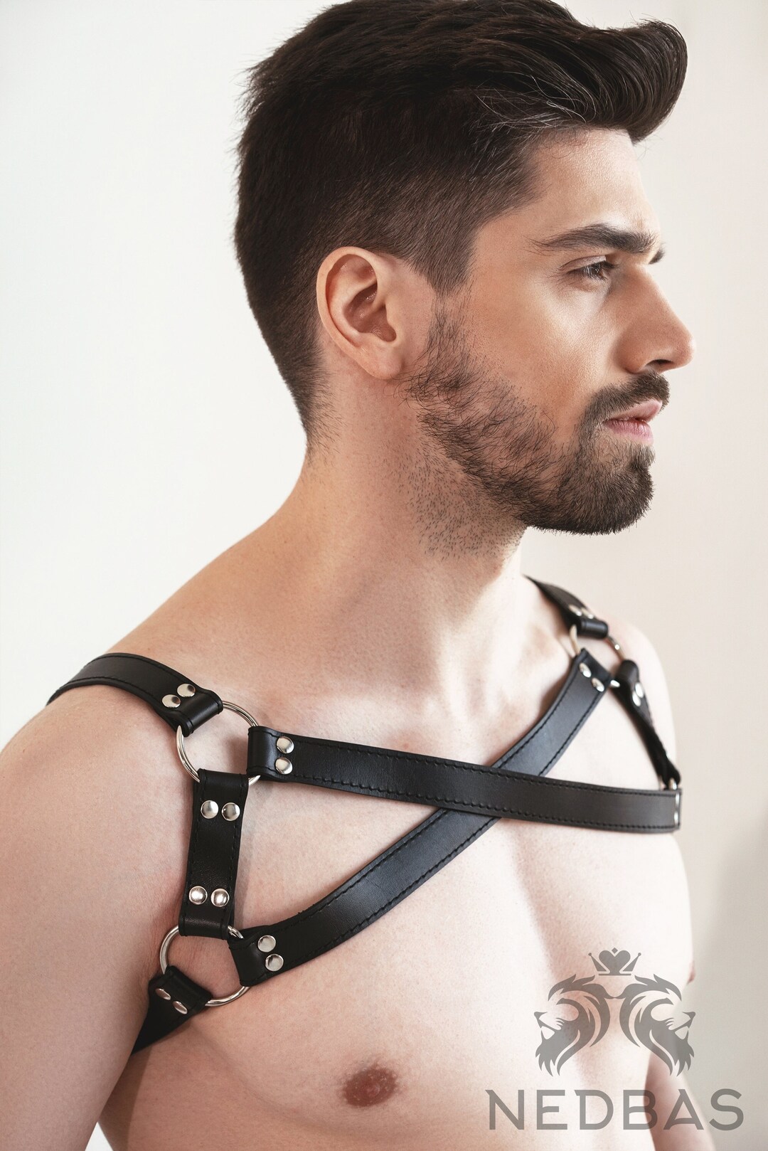 Leather Mens Harnessblack Chest Harnessmen's Body Etsy