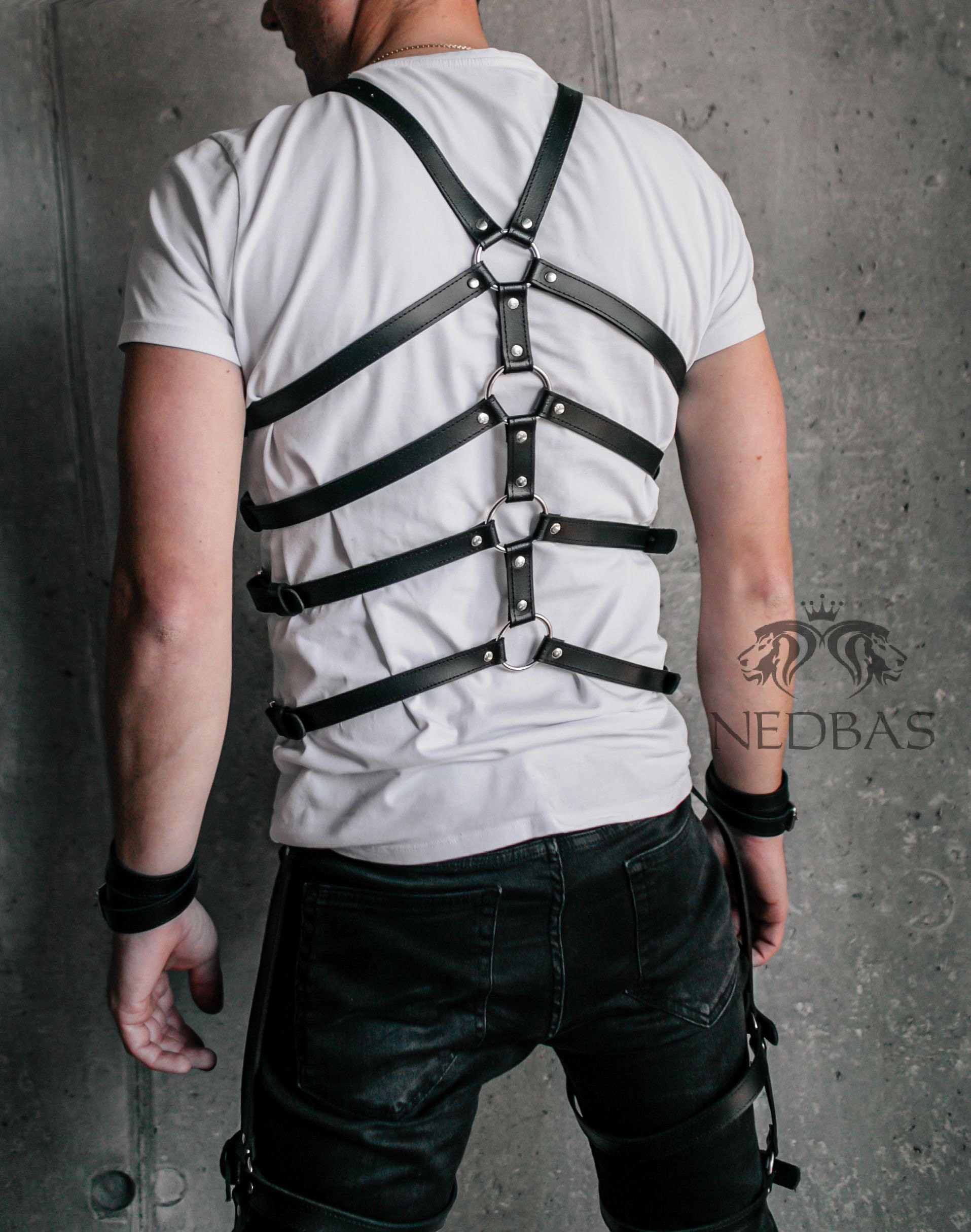 Mens Leather Harnessbdsm Harness Mengay Harnessblack Etsy