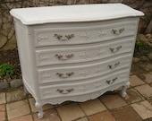 Louis XV Dresser bent Birch painted weathered gray, 4 drawers