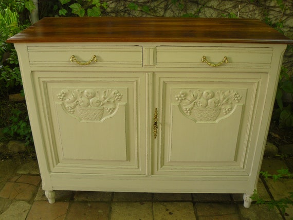 Weathered Wood Buffet Taupe Clear 2 Doors And 2 Drawers Etsy