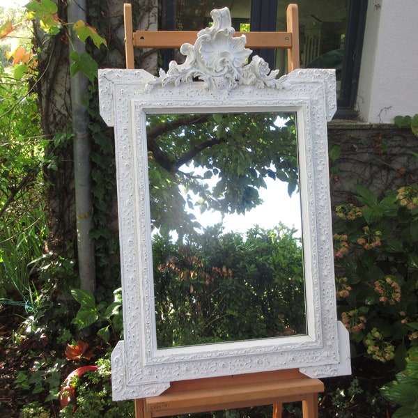 Miroir Napoléon peint blanc patiné