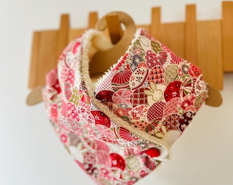 Handmade Fleece Scarf Neck Warmer, Japanese Print Fabric