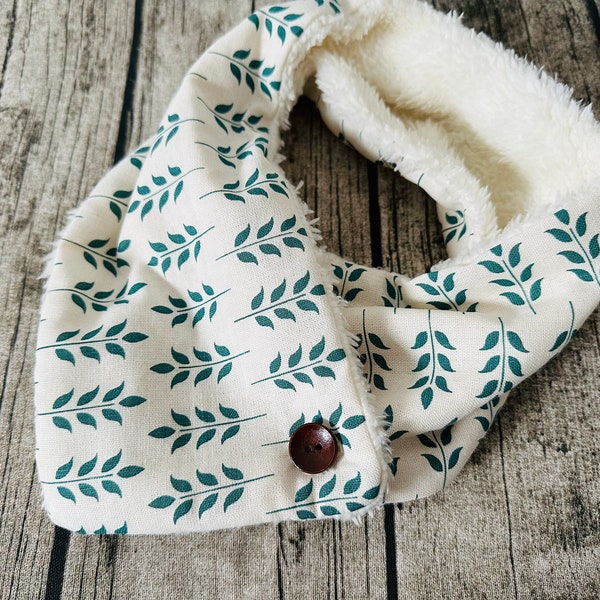Handgemaakte Japanse print borduurfleece sjaal nekwarmer, gepersonaliseerd cadeau