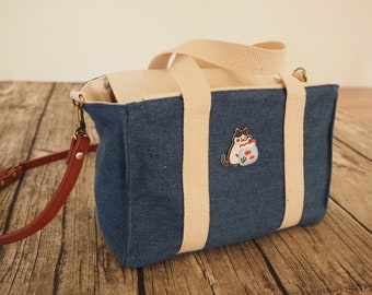 Japanese Vintage print shoulder bag, crossbody bag, Handbag with adjustable strap, Personalised gift
