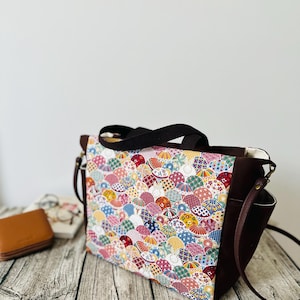 Japanische Vintage niedliche Kaninchen-Umhängetasche, Umhängetasche mit Reißverschlusstasche und verstellbarem Riemen, personalisiertes Geschenk mit Namenstickerei