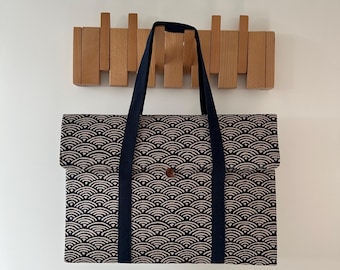 Japanese Wave Laptop Bag with Handle: Padded MacBook, Tablet Cover