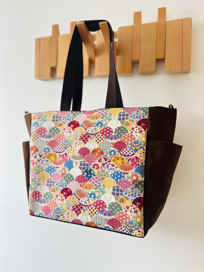 Japanese Rabbit Print Shoulder Bag, Crossbody With Pockets - Etsy