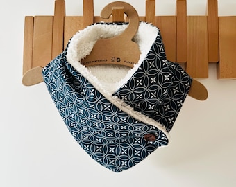 Handmade Fleece Scarf: Japanese Vintage Print Neck Warmer