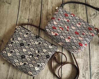 Elegant Japanese-Style Cat Pattern Cross-Body Bag, Shoulder Bag