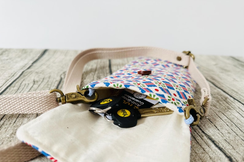 Japanese Vintage Fabric Phone Crossbody Bag with Adjustable Strap image 13