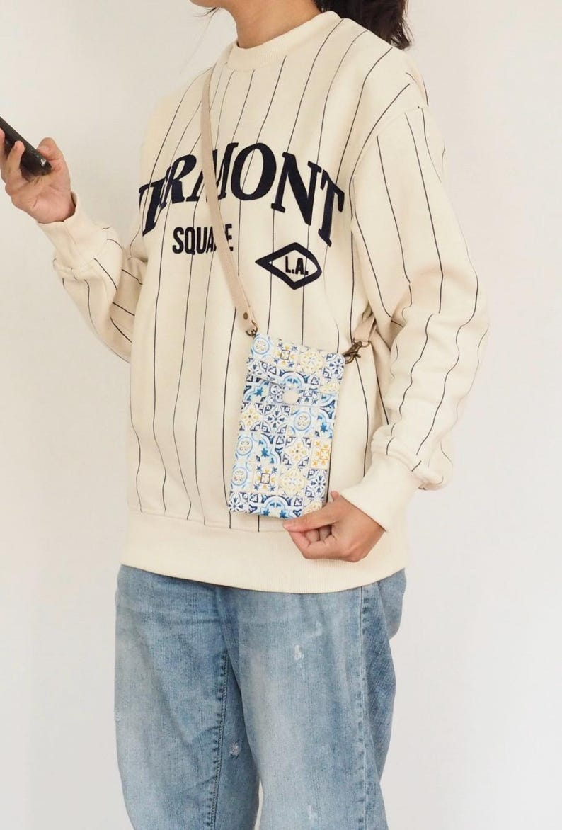 Japanese Vintage Fabric Phone Crossbody Bag with Adjustable Strap image 15