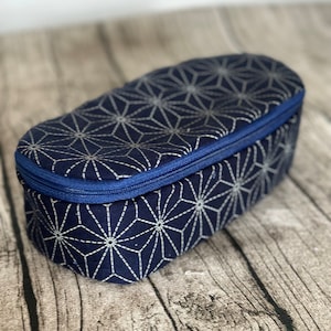 Handgemaakte naamborduurwerk Japanse vintage print etui met ritssluiting, make-uptas, make-uptas, toilettas, gepersonaliseerd cadeau voor kunstliefhebber
