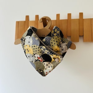 Handmade Japanese Mountain Print Fleece Scarf Neck Warmer, personalised gift with Name Embroidery