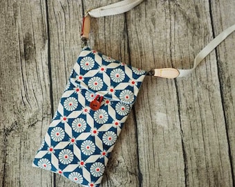 Japanese Vintage Fabric Phone Crossbody Bag with Adjustable Strap