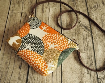 Japanese Fuji, hill print, Handmade Zipper Sling Bag shoulder bag crossbody bag, with adjustable strap, personalized gift