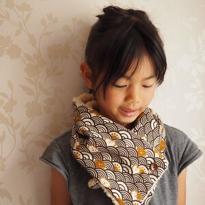 Handmade Japanese cat print fleece scarf neck warmer, personalised gift Christmas gift