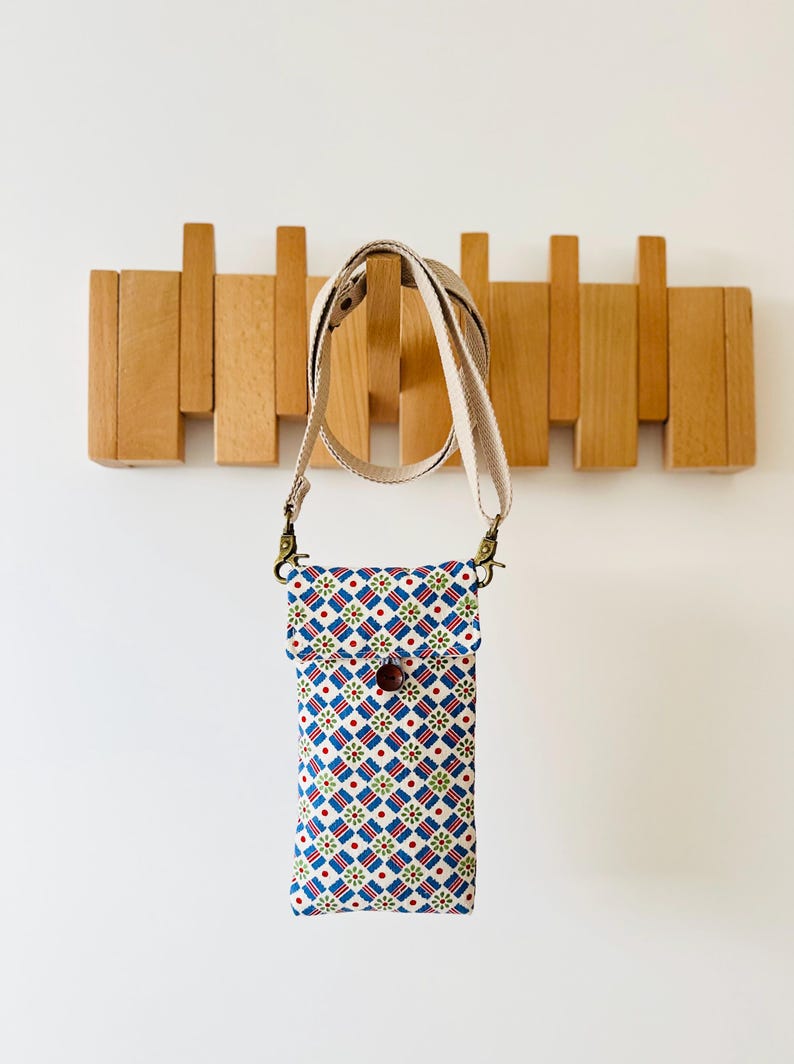 Japanese Vintage Fabric Phone Crossbody Bag with Adjustable Strap image 12