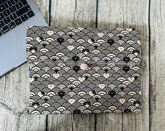 Japanese Wave Cat Laptop Sleeve: Embroidered Tablet Case