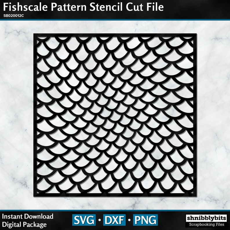 Download Digital Download Cut File In Svg Fishscale Pattern Stencil Cut File Dxf And Png Formats Clip Art Art Collectibles