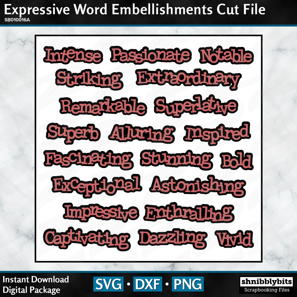 Layered Expressive Word Embellishments Cut File Digital Etsy