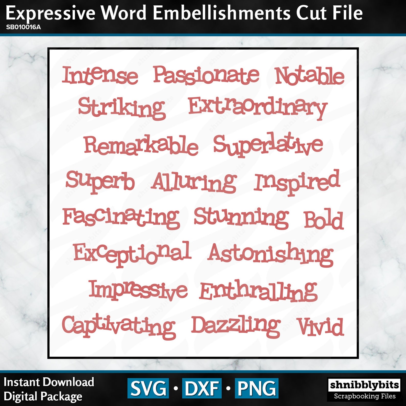 Layered Expressive Word Embellishments Cut File Digital Etsy