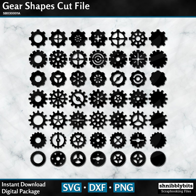 49 Gear Shapes Cut File SVG Gears DXF Gears PNG Digital Etsy