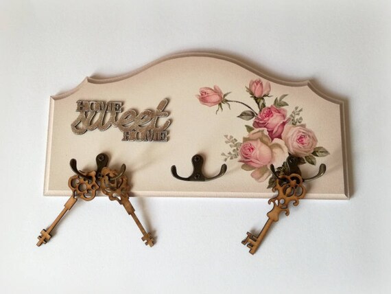 Wooden Key Hanger Home Sweet Home Wall Key Holder Family Key Etsy